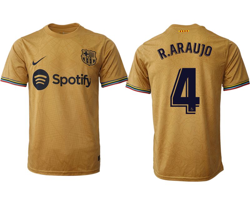 Men 2022-2023 Club Barcelona away aaa version yellow #4 Soccer Jersey